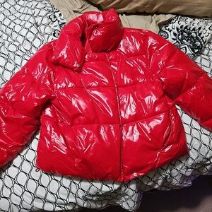 Shiny Red Puffer Jacket